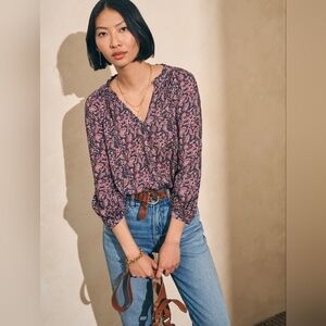 Faherty- Portia Top-Floral Print Bohemian EUC